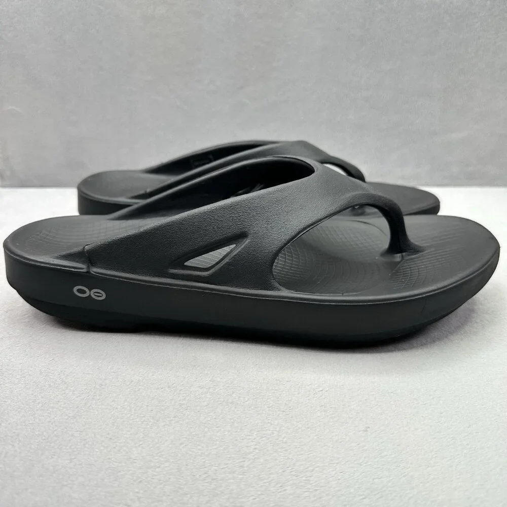 OOFOS OOriginal Mens Size 10 Sandals All Black Recovery Lightweight Sport Slide